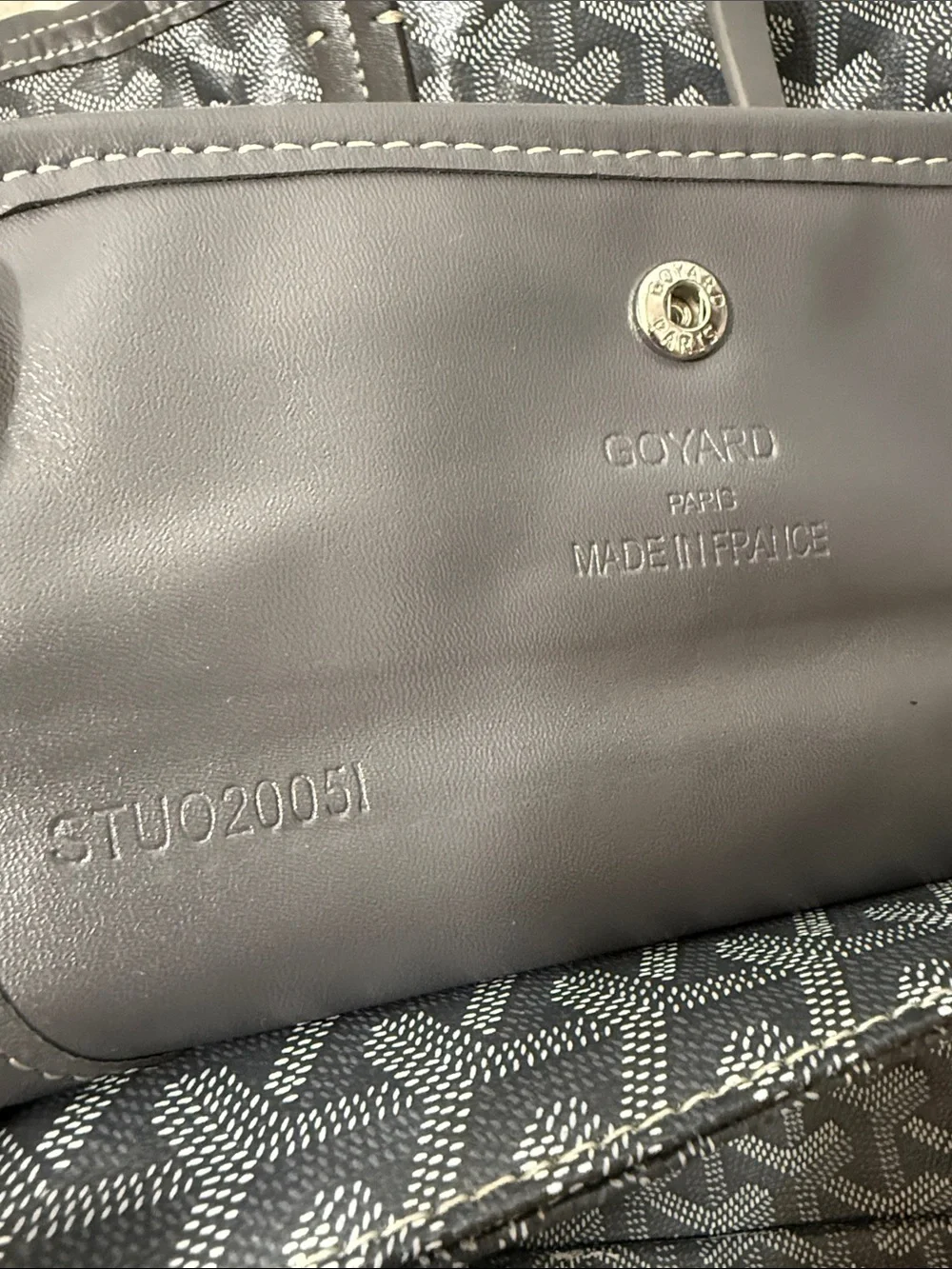 Re Posh Goyard Gray Tote Bag with Removable Pouch large